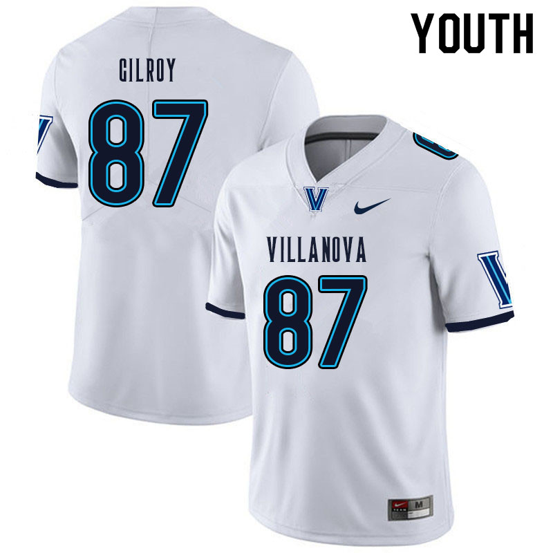 Youth #87 Charlie Gilroy Villanova Wildcats College Football Jerseys Sale-White